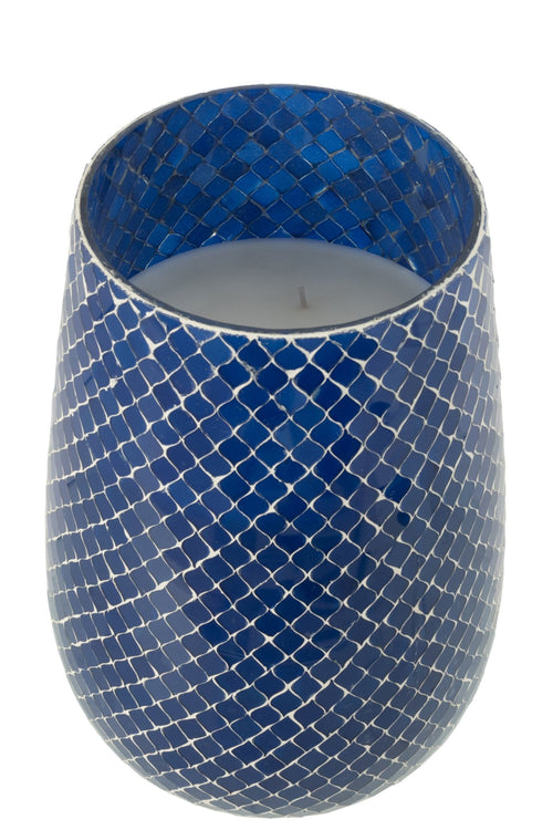 J-Line geurkaars Mia Mozaiek - Juniper love - glas - blauw - large - 230U
