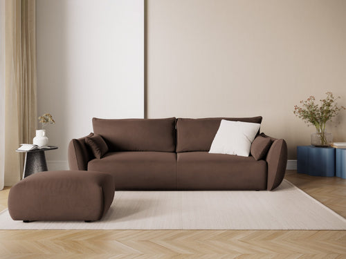 Cosmopolitan Design Poef Matera flueel chocolade - 68x86x40cm