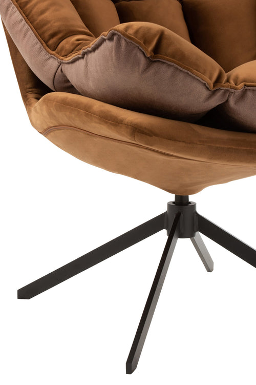 J-Line stoel Relax Kussen Op Frame - textiel/metaal - bruin