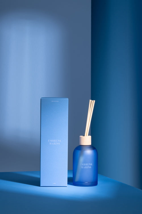 J-Line geurolie + stokjes Accords Essentiels - Embruns Marins - blauw - 250 ml