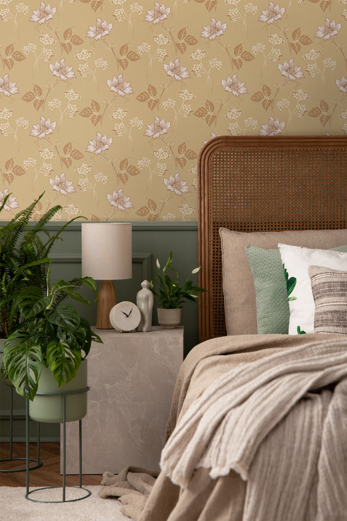 Borastapeter behang bloemen geel - 53 cm x 10.05 m - 660836 - vtwonen shop