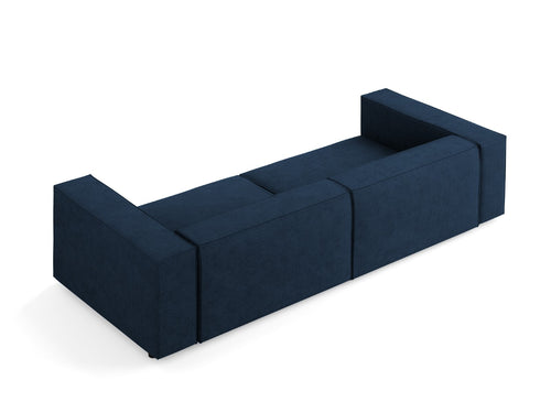 Cosmopolitan Design Bank Arendal 4-zits, chenille met ribbeleffect, koningsblauw - 102x244x70cm