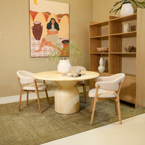 DÉJA Living Eettafel Djurö Rond - Travertin - 130x130x76cm