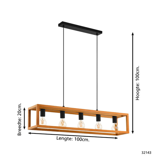 EGLO hanglamp Blackcrown 1 - e27 - 100 cm - zwart/bruin - vtwonen shop