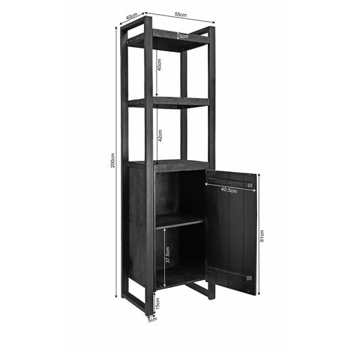 StarFurn Boekenkast Boaz - Rechthoek Zwart Hout - 55x45x200cm - vtwonen shop