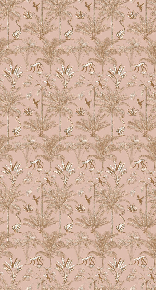 ESTAhome XXL behang jungle-motief perzik roze - 50 x 837 cm - 158943