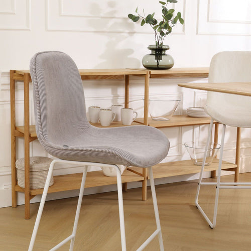 Nolon Nino-Fé Barkruk Ribstof Warm Grijs - Wit Onderstel - 75 cm - vtwonen shop