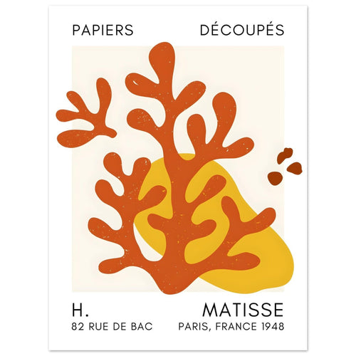 Artfulprints Poster Matisse - Abstract coral orange   - 30x40 cm - Oranje