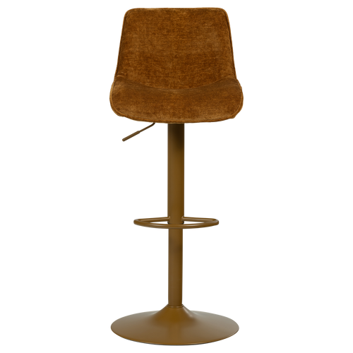 WOOOD barstoel in hoogte verstelbaar Marten - Chenille - Karamelbruin - 110x45x50