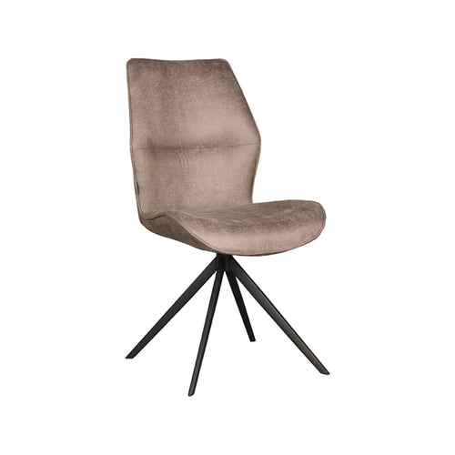 LABEL51 Eetkamerstoel Comfy - Taupe Stof - Zithoogte 47cm - Set van 2