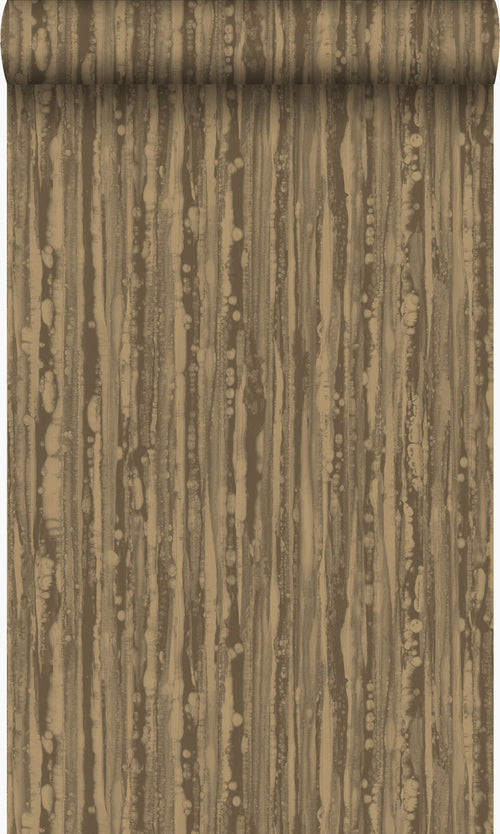 Origin Wallcoverings behang strepen glanzend koper bruin - 53 cm x 10,05 m - 346643 - vtwonen shop