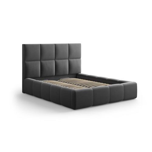 Cosmopolitan Design - Opbergbed met hoofdeinde Livigno 200x180cm flueel grijs - 230x205x125cm