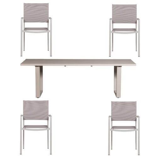 WOOOD tuintafel Bear & tuinstoelen Fowl - Aluminium - Zand - 75x240x87