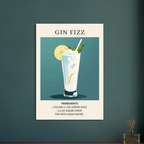 Artfulprints  Gin Fizz cocktail - Ingrediënten   poster 70x100 cm - vtwonen shop