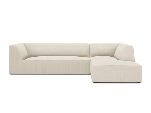Micadoni rechter hoekbank Ruby 4-zits, ribfluwelen, lichtbeige - 180x273x69cm