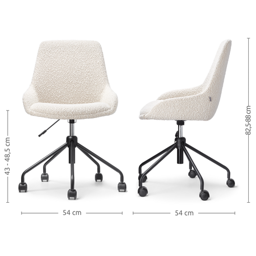 Nolon Nout-Isa Bureaustoel Bouclé Beige - Stof - Zwart Onderstel - vtwonen shop