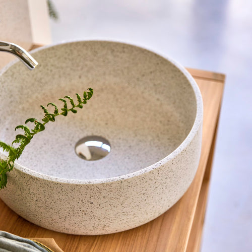 Tikamoon Ronde waskom van wit premium terrazzo ∅ 40 cm - Wit