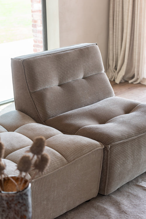 J-Line poef Grid - populierenhout/schuim - donker taupe - vtwonen shop