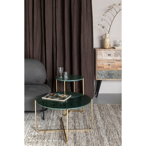 Housecraft Living Timpa Salontafel Marmer Rond 70x70 cm Groen/ Goud - vtwonen shop