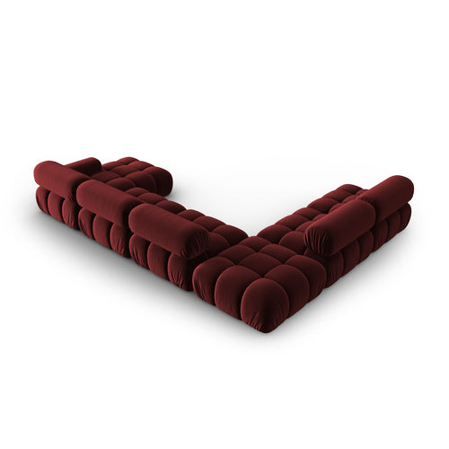 Cosmopolitan Design - Modulaire panoramische hoekbank links Cortina 7-zits, flueel rood - 282x376x70cm