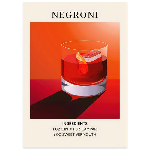 Artfulprints  Negroni cocktail - Ingrediënten   poster 50x70 cm - vtwonen shop