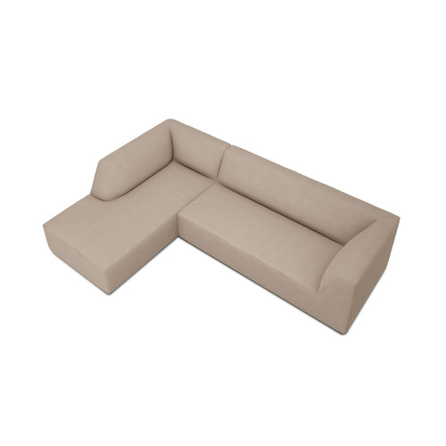 Cosmopolitan Design - Modulaire hoekbank links Siena 4-zits, structurele stof donkerbeige - 180x273x69cm