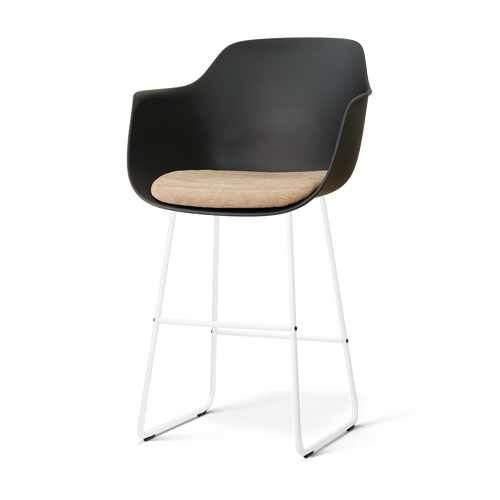 Nolon Nino-Liz barkruk zwart met nougatbruin zitkussen - wit onderstel - 75 cm