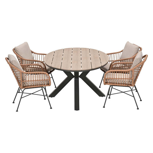 Garden Impressions Tuinset Lucas bruin 5-delig - Tulli tuintafel 180x115 cm