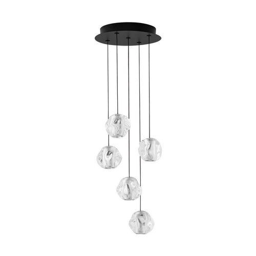 Nova Luce IFOS Hanglamp met clusterdesign, zandkleurig zwart, chroom, Triac dimbare LED 25W 1301lm 3000K