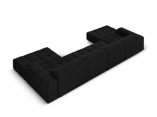 Cosmopolitan Design Panoramische bank Chicago 6-zits, flueel zwart - 167x375x78cm