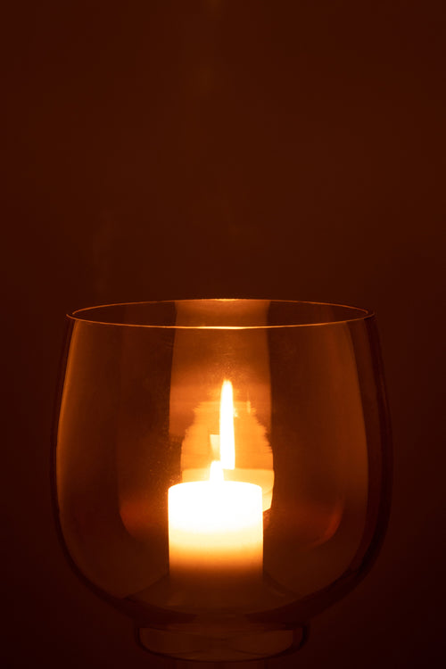 J-Line windlicht Rond - glas - geel/zilver - large - vtwonen shop