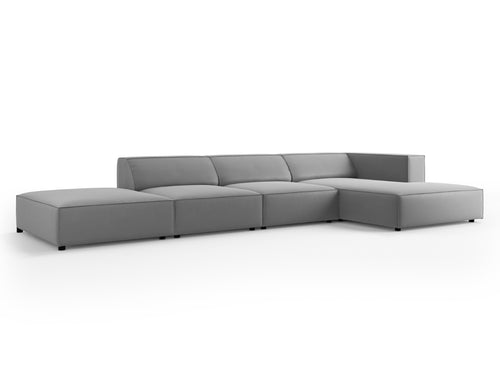 Cosmopolitan Design rechter hoekbank Arendal 5-zits, flueel, lichtgrijs - 166x341x70cm