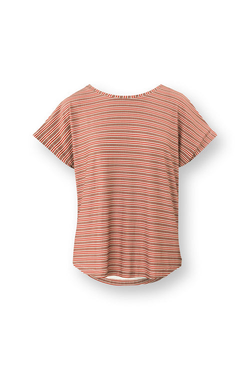 Pip Studio - Tatum Pyjama t-shirt - Korte mouw Dames - Kente Stripe - Roze - L - vtwonen shop