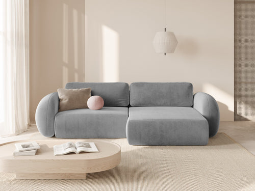 Cosmopolitan Design Omkeerbare converteerbare hoekbank met opbergdoos Tonale 4-zits, flueel grijs - 149x262x88cm