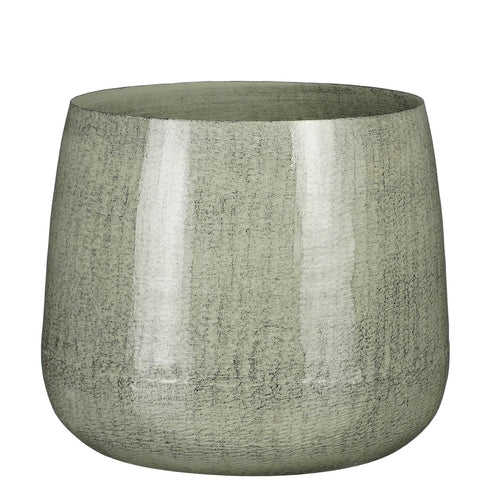 Mica Decorations Benson Bloempot - H20 x Ø23 cm - Metaal - Lichtgrijs