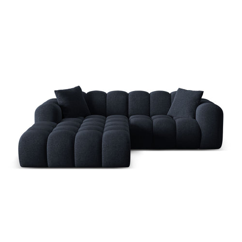 Cosmopolitan Design - Linker hoekbank Treno 3-zits, chenille marineblauw - 184x240x70cm