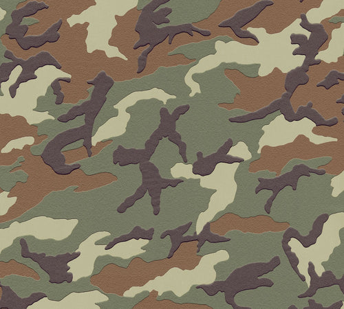 A.S. Création behang camouflage groen, bruin en grijs - 53 cm x 10.05 m - AS-369406 - vtwonen shop