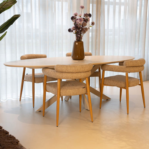 DÉJA Living Eettafel Gimo - Ovaal Beige HPL - 200x100x76cm