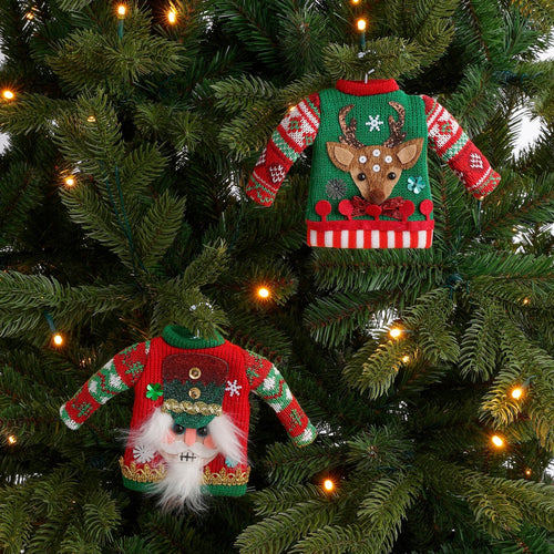 House of Seasons Kerst Ornament Sweater - L21 x B3 x H15 cm - Rood