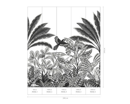 Erismann fotobehang jungle-motief zwart en wit - 250 x 280 cm - 661065