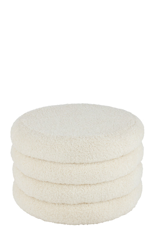 J-Line poef Rond Teddy - polyester - wit - vtwonen shop