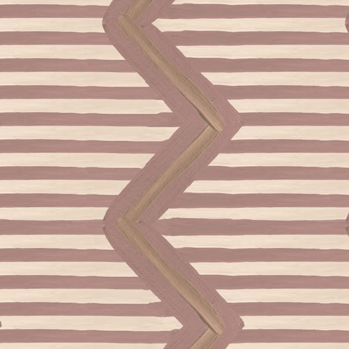 Catchii Behang Ikat Oez Zigzag Old Pink - vtwonen shop