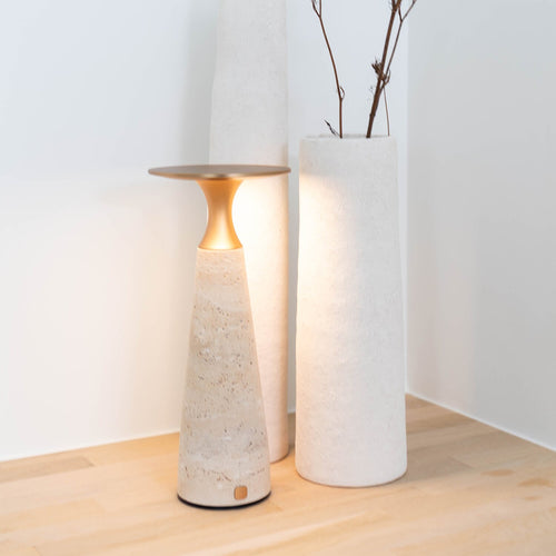 Atmooz tafellamp Drias - antiek messing - Ø 12 x H 28 cm - geïntegreerde led
