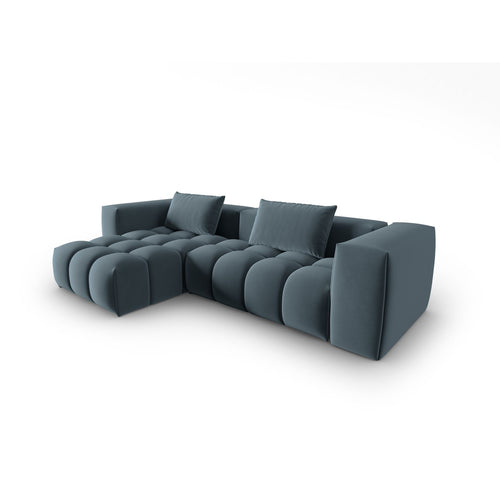 Cosmopolitan Design - Modulaire hoekbank links Verona 3-zits, flueel pastelblauw - 145x260x70cm