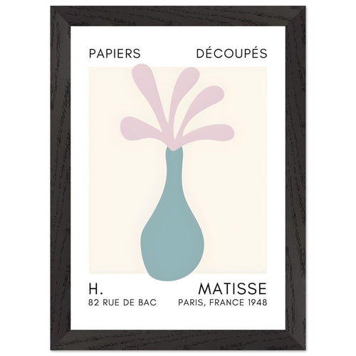 Artfulprints Poster met Lijst Matisse - Ocean flower pink   - A4 21x29.7 cm - Roze