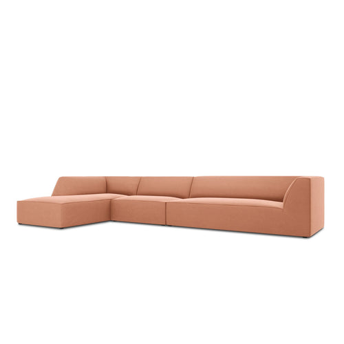 Cosmopolitan Design - Modulaire hoekbank links Siena 5-zits, flueel roze - 180x366x69cm