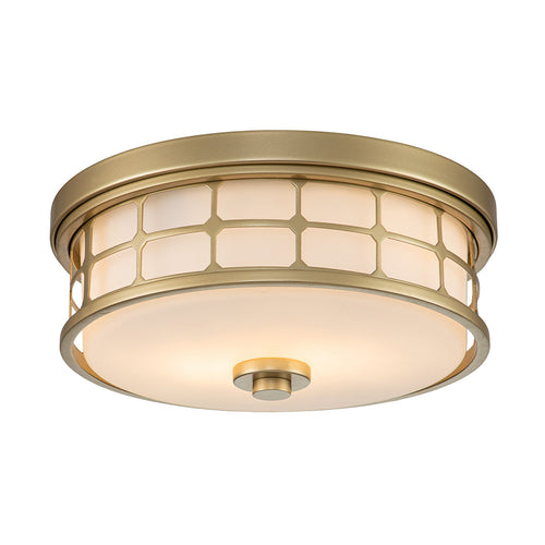 Elstead Quoizel Guardian Cilindervormige plafondlamp, geverfd natuurlijk messing, IP44