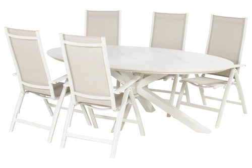 Gartenlounge aus Metall und Textilene für 4 Personen, Anthrazit und Gartenlounge aus Metall und Textilene für 4 Personen, Anthrazit und