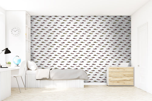 Sanders & Sanders behang race auto's rood, oranje en geel - 50 x 900 cm - 935373