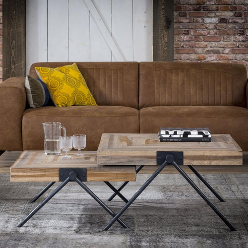 Giga Meubel Salontafel Teca - Naturel Hout - 70x70x33cm